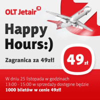 OLT Jetair Happy Hours – 1000 biletów po 49 PLN
