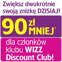 Wizz Air: do 90 PLN tańsze bilety dla członków Wizz Discount Club