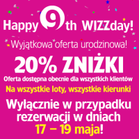 Trzydniowa obniżka cen w Wizz Air o 20% (dla wszystkich)