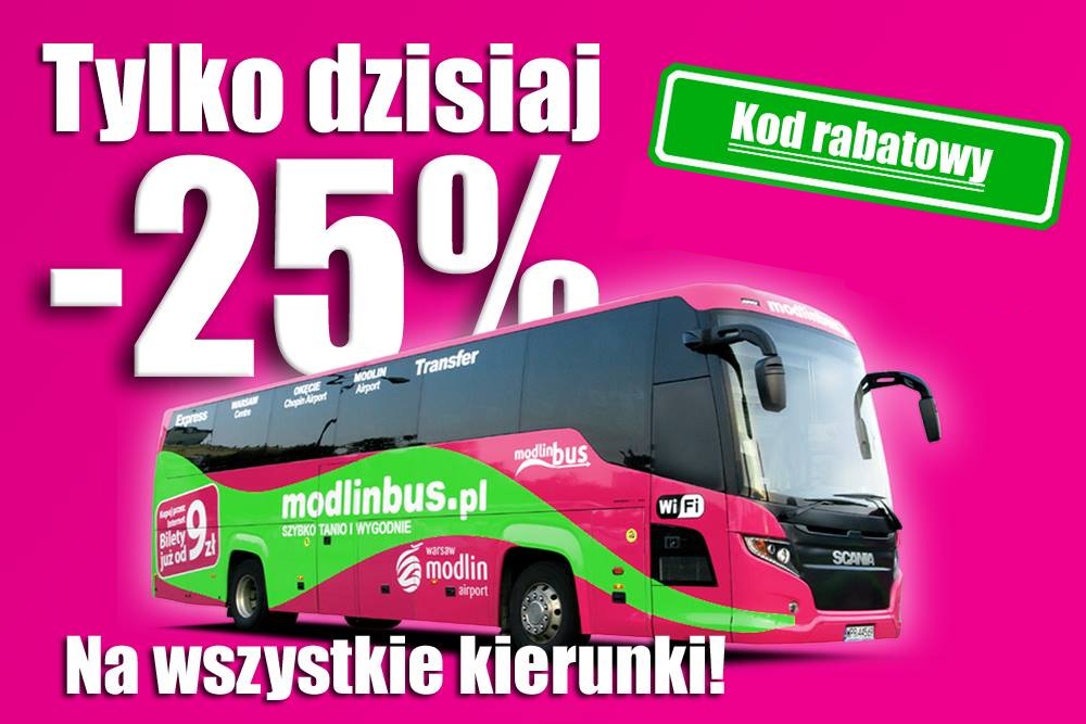 Tani dojazd na lotnisko w Modlinie. Kursy już od 6,75 PLN (kod rabatowy ModlinBus)