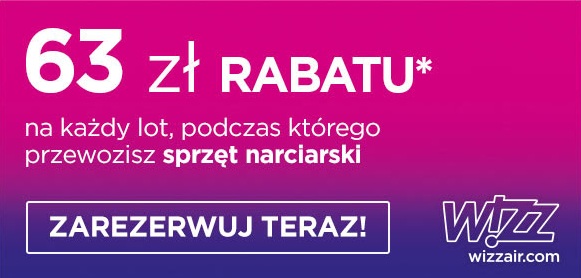 63 PLN zniżki na przewóz sprzętu spotowego w Wizz Air