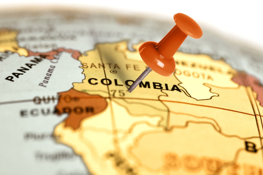 Kolumbia Location Colombia. Red pin on the map.