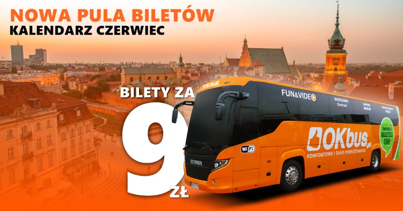 OKBus – nowa pula biletów na czerwiec od 9 PLN