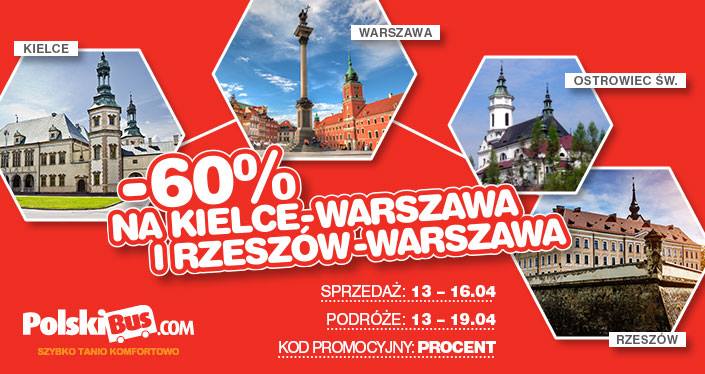 PolskiBus: Kielce, Rzeszów i Ostrowiec Świętokrzyski podróżują 60% taniej