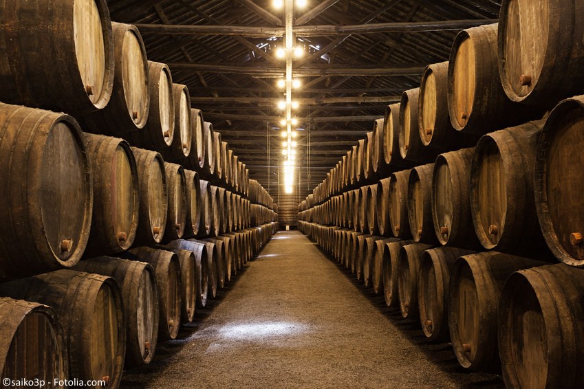 Porto Barrels in the wine cellar, Porto, Portugal