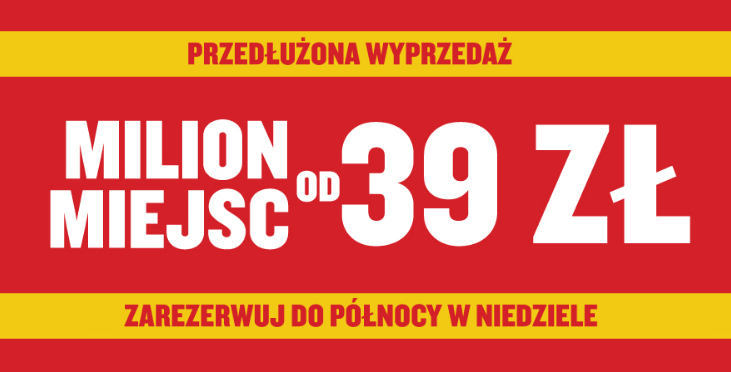 Milion biletów Ryanair od 39 PLN – wyprzedaż przedłużona!