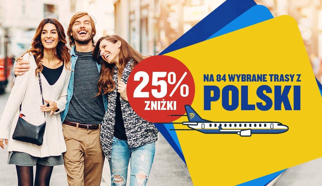 Ryanair: do 25% rabatu na wybrane trasy z Polski!