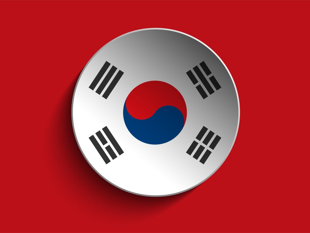 Vector - Flag Paper Circle Shadow Button South Korea