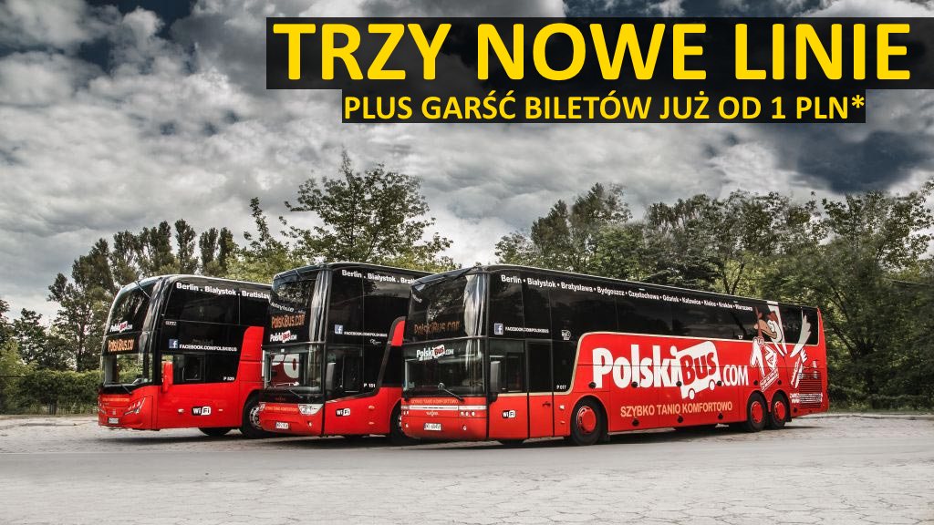 PolskiBus: trzy nowe trasy i bilety od 1 PLN*!
