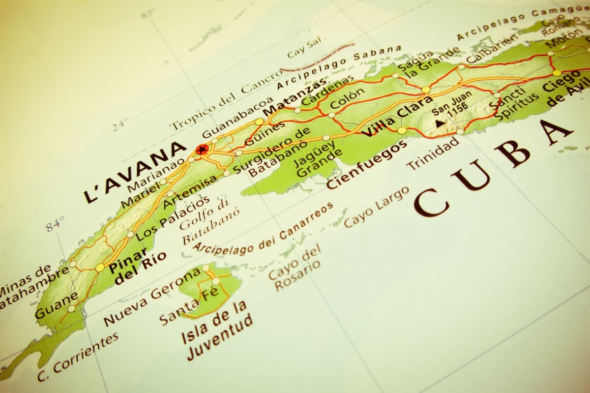 Kuba mapa Geographical view of Cuba