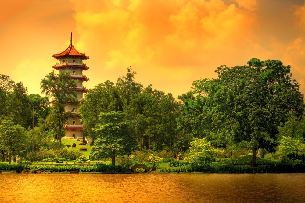 singapur Pagoda of the Chinese gardens in Singapore
