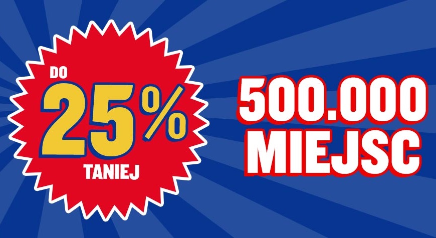 Promocja Ryanair: 500 000 biletów z rabatem 25%