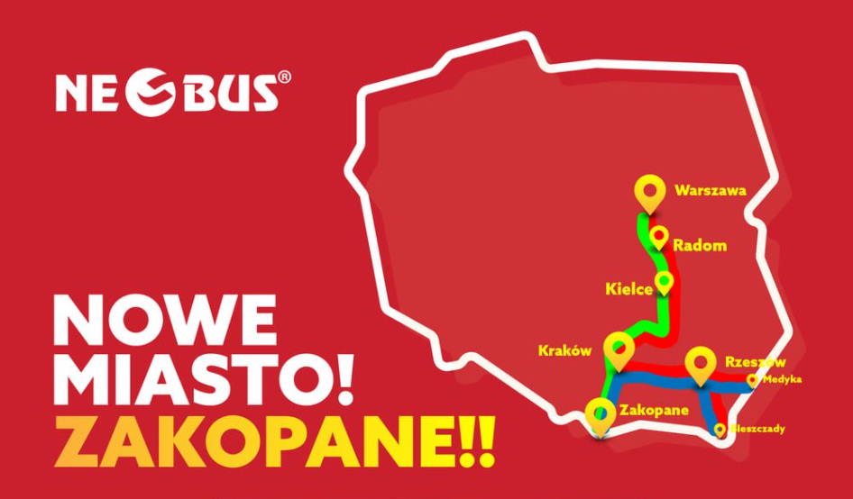 Zakopane już od 1 PLN* – nowe trasy Neobusa!