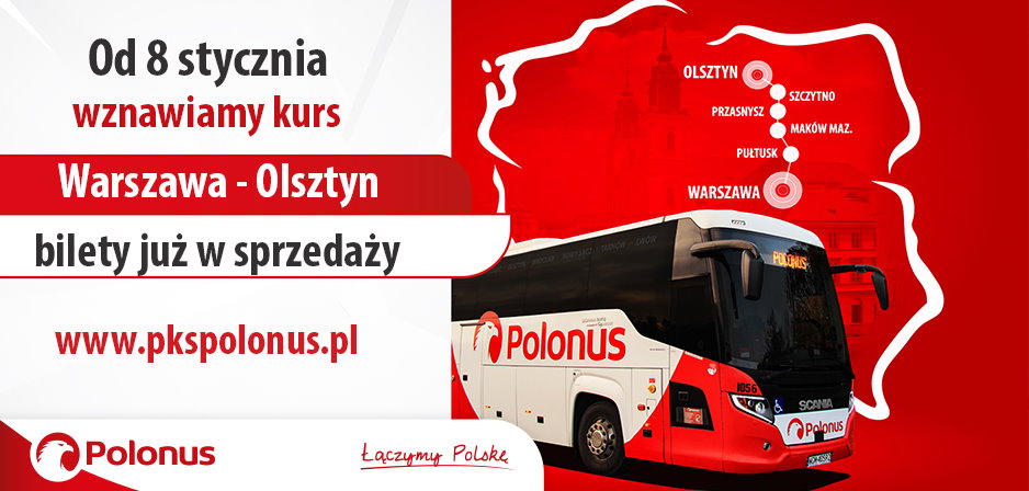 Polonus uruchamia połączenie między Warszawą i Olsztynem