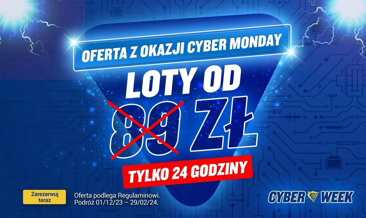 Cyber Monday w Ryanair: przykładowe loty z Polski