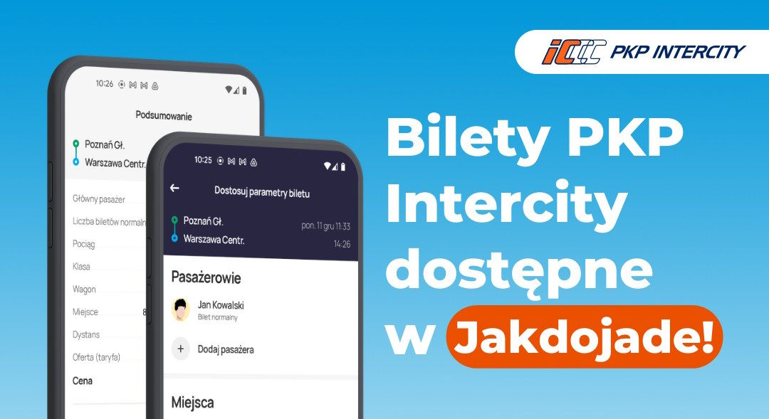 Bilety PKP Intercity już dostępne w serwisie Jakdojade